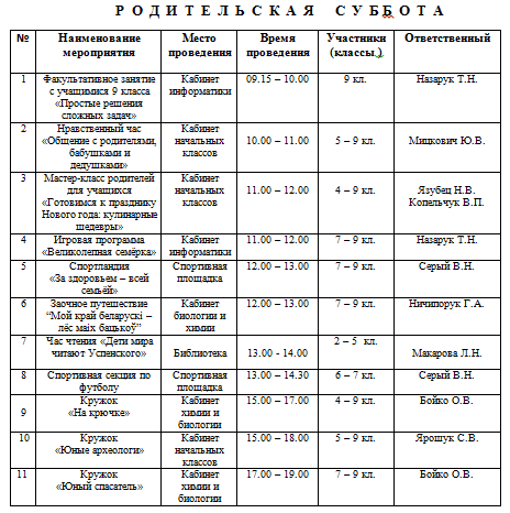 Планы на субботу